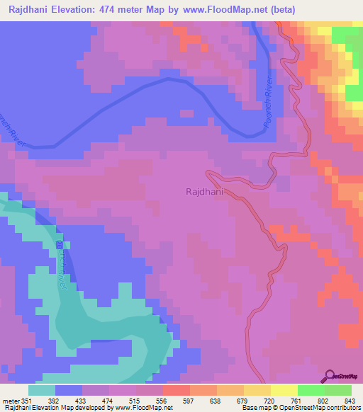 Rajdhani,Pakistan Elevation Map