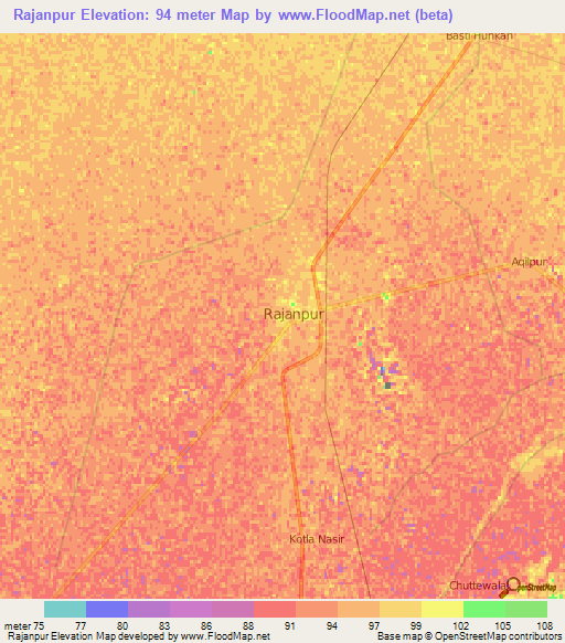 Rajanpur,Pakistan Elevation Map