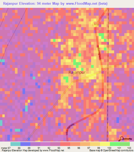 Rajanpur,Pakistan Elevation Map