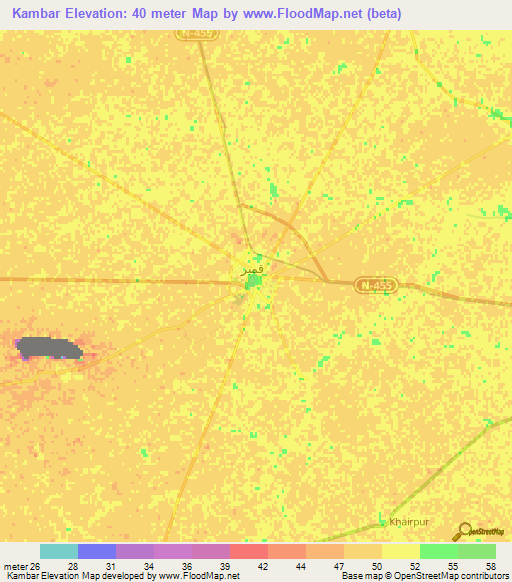 Kambar,Pakistan Elevation Map