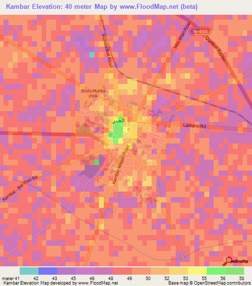 Kambar,Pakistan Elevation Map