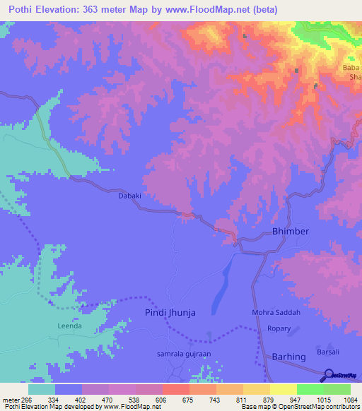 Pothi,Pakistan Elevation Map