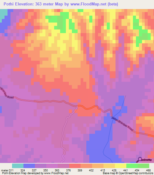 Pothi,Pakistan Elevation Map