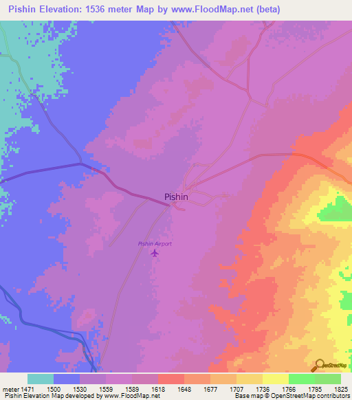 Pishin,Pakistan Elevation Map