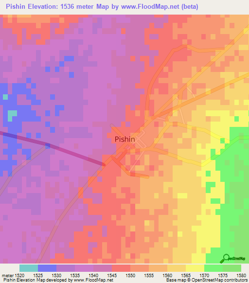 Pishin,Pakistan Elevation Map