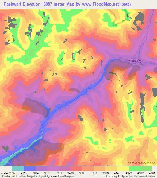 Pashwari,Pakistan Elevation Map