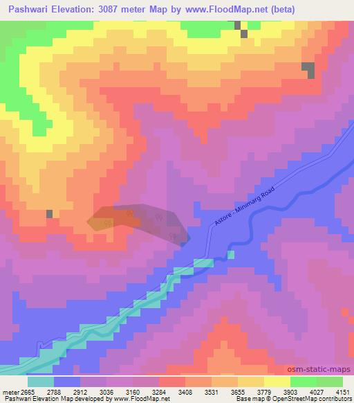 Pashwari,Pakistan Elevation Map