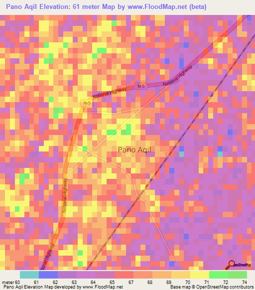 Pano Aqil,Pakistan Elevation Map