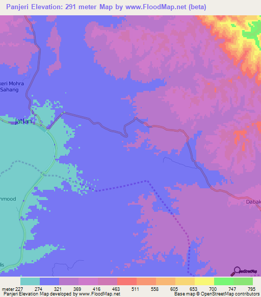 Panjeri,Pakistan Elevation Map