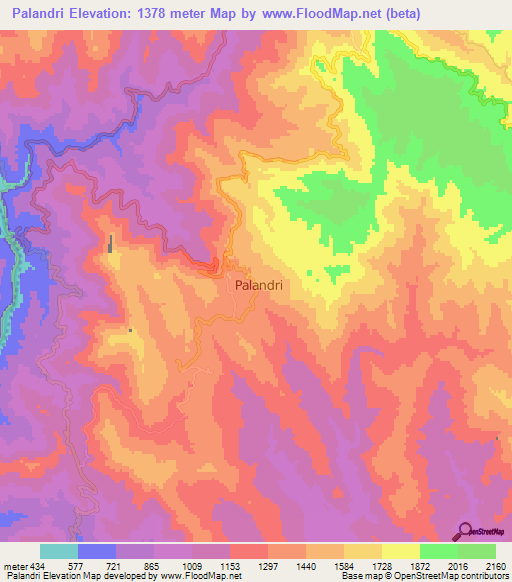 Palandri,Pakistan Elevation Map