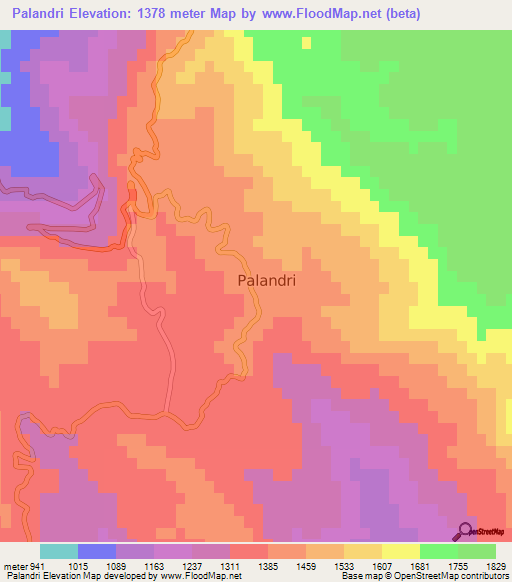 Palandri,Pakistan Elevation Map