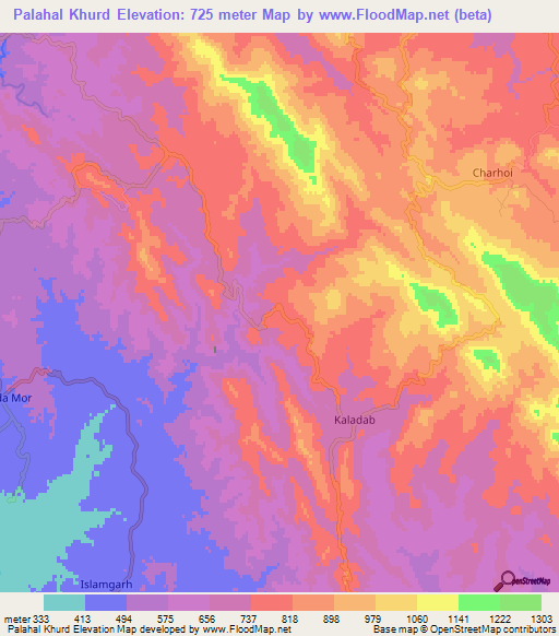 Palahal Khurd,Pakistan Elevation Map