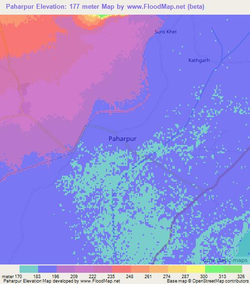 Paharpur,Pakistan Elevation Map