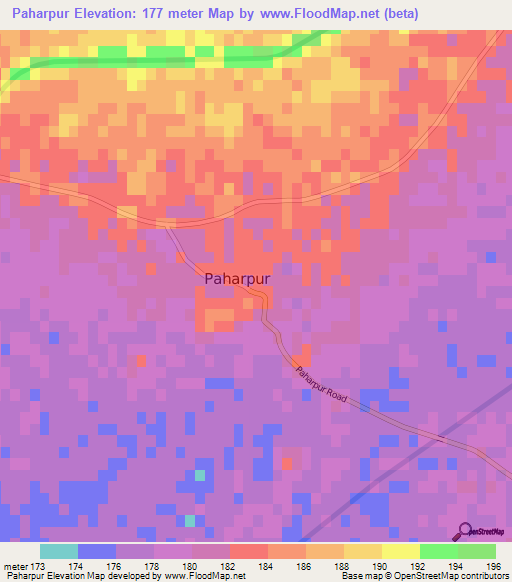 Paharpur,Pakistan Elevation Map