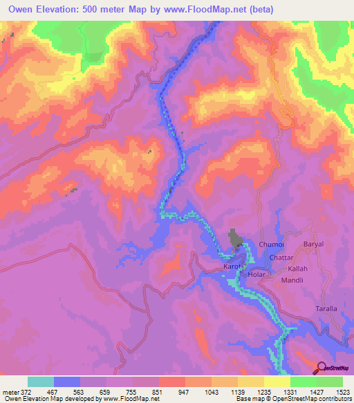 Owen,Pakistan Elevation Map