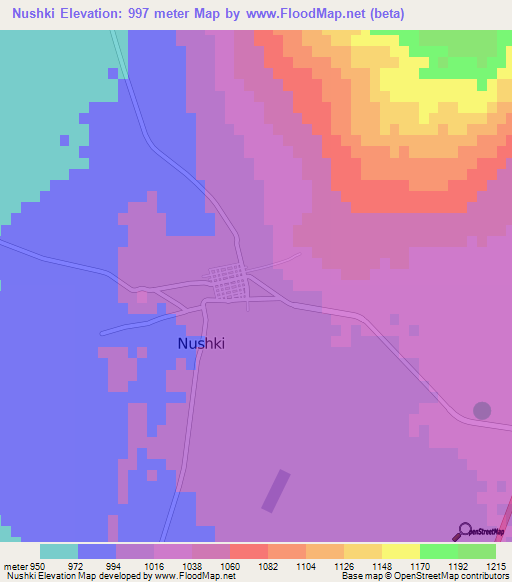 Nushki,Pakistan Elevation Map