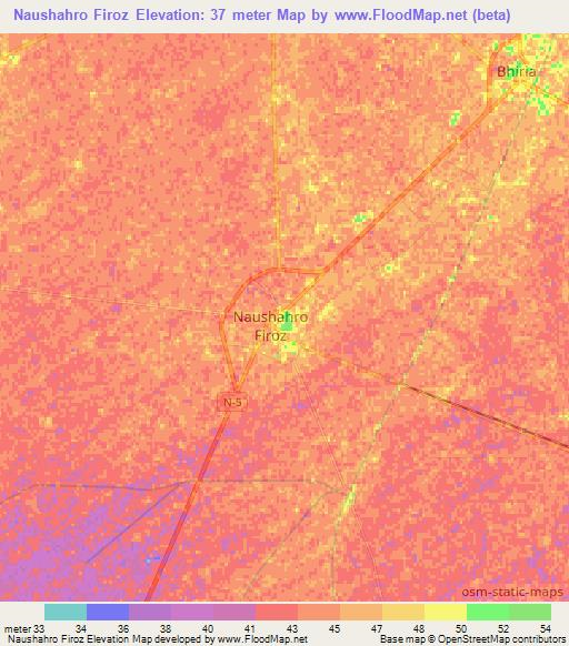 Naushahro Firoz,Pakistan Elevation Map