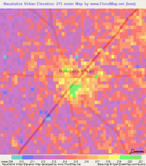 Naushahra Virkan,Pakistan Elevation Map