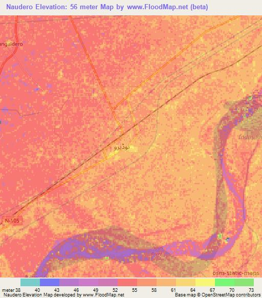 Naudero,Pakistan Elevation Map