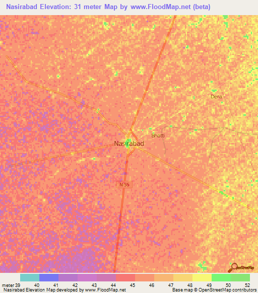 Nasirabad,Pakistan Elevation Map