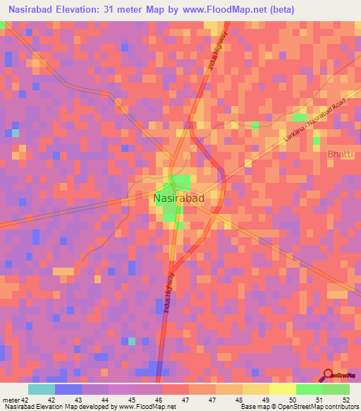 Nasirabad,Pakistan Elevation Map