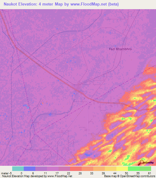 Naukot,Pakistan Elevation Map