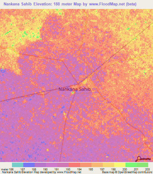 Nankana Sahib,Pakistan Elevation Map