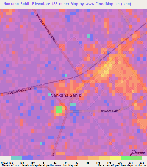 Nankana Sahib,Pakistan Elevation Map