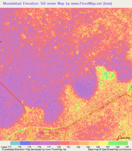 Mustafabad,Pakistan Elevation Map