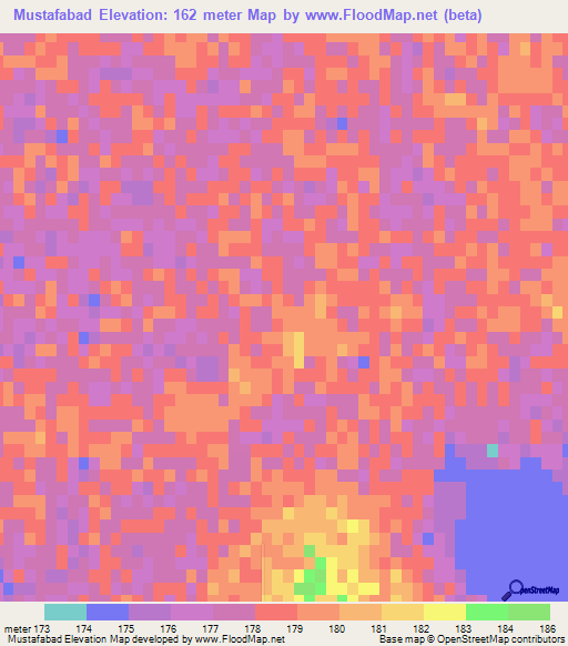 Mustafabad,Pakistan Elevation Map