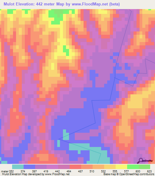 Mulot,Pakistan Elevation Map