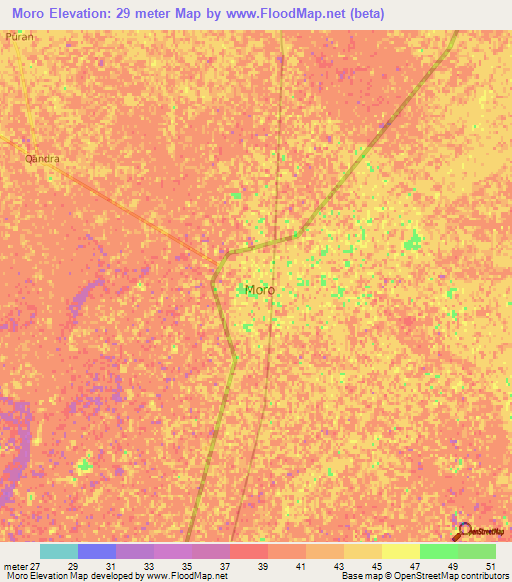 Moro,Pakistan Elevation Map