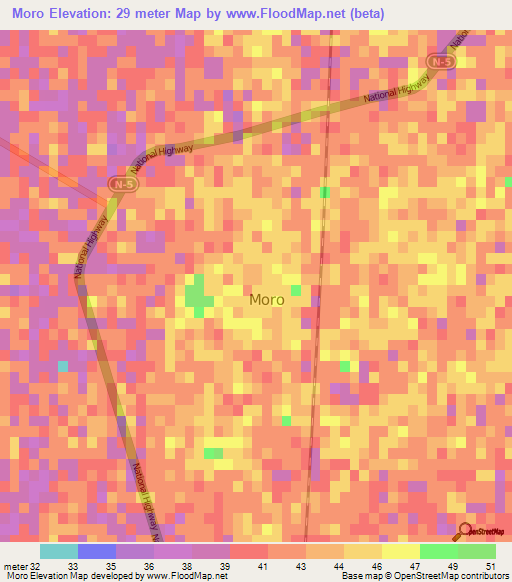 Moro,Pakistan Elevation Map