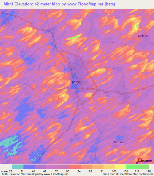 Mithi,Pakistan Elevation Map