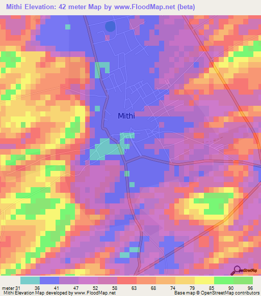 Mithi,Pakistan Elevation Map