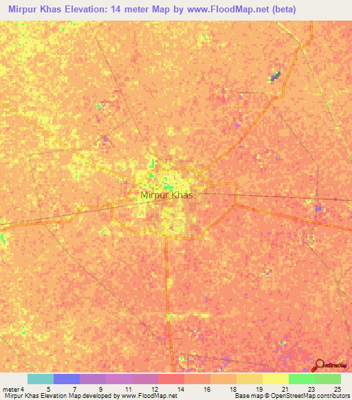 Mirpur Khas,Pakistan Elevation Map