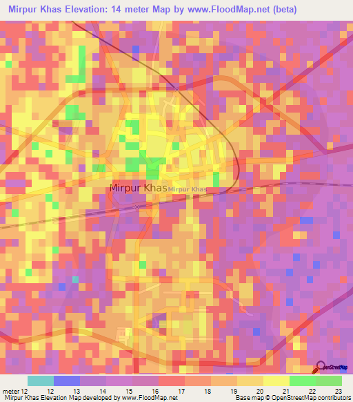 Mirpur Khas,Pakistan Elevation Map