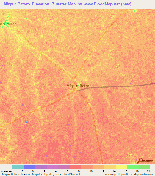 Mirpur Batoro,Pakistan Elevation Map