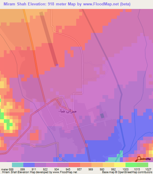 Miram Shah,Pakistan Elevation Map