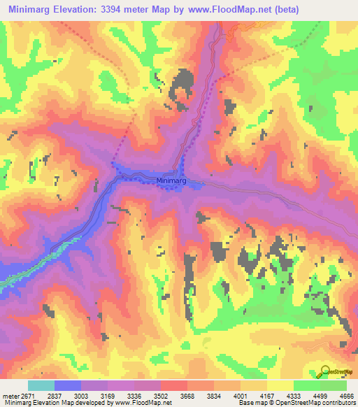 Minimarg,Pakistan Elevation Map