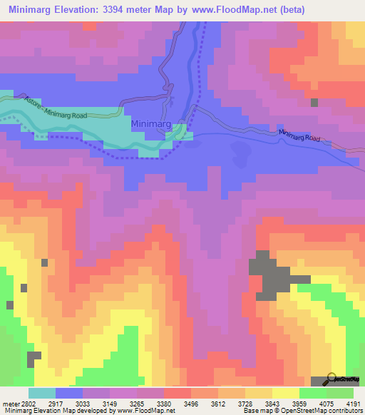 Minimarg,Pakistan Elevation Map