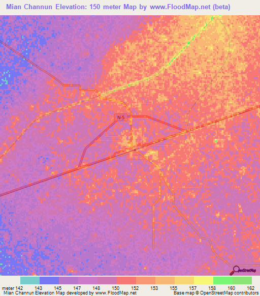 Mian Channun,Pakistan Elevation Map