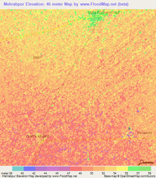 Mehrabpur,Pakistan Elevation Map