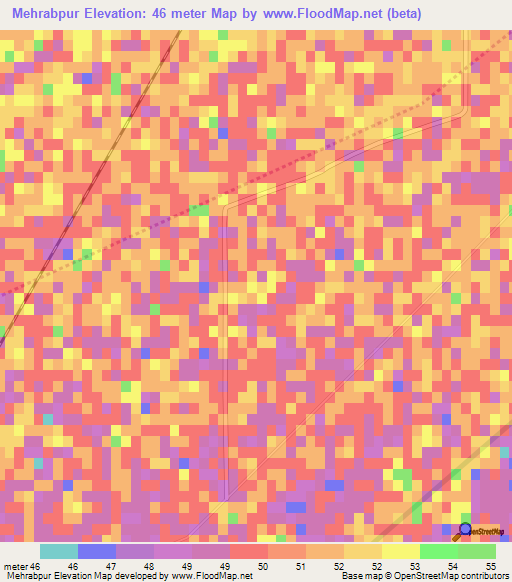 Mehrabpur,Pakistan Elevation Map