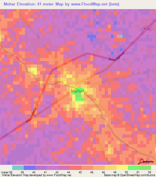 Mehar,Pakistan Elevation Map