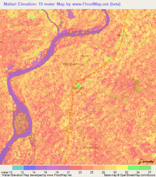 Matiari,Pakistan Elevation Map