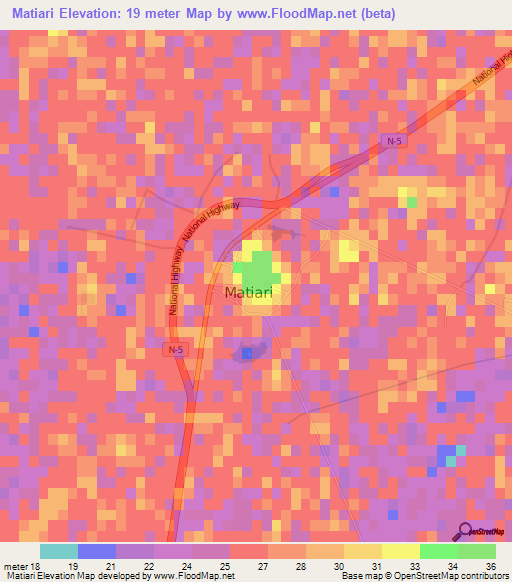 Matiari,Pakistan Elevation Map