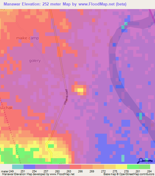 Manawar,Pakistan Elevation Map