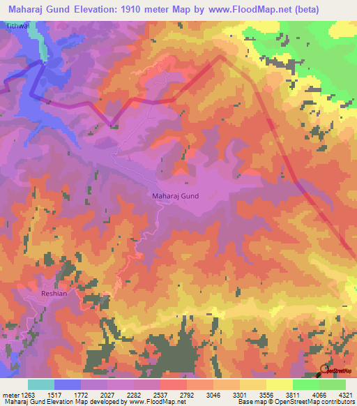 Maharaj Gund,Pakistan Elevation Map