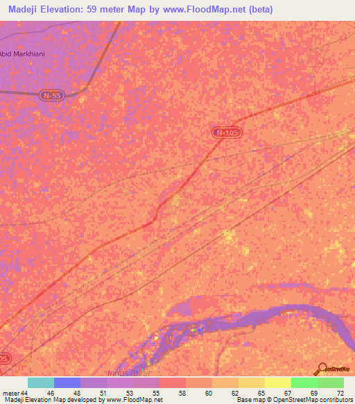 Madeji,Pakistan Elevation Map